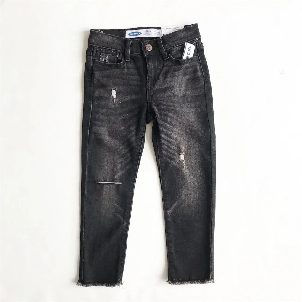 Old Navy NWT black rAw hem power jean 6 regular